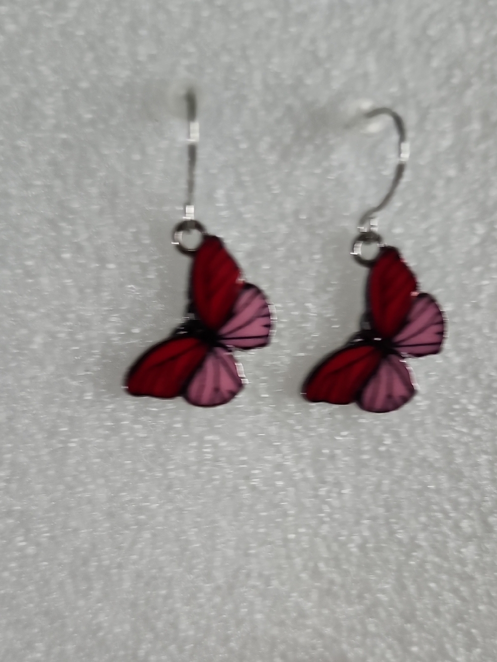 Hand Crafted Red and Pink Butterfly Drop Earrings - Women Jewelry